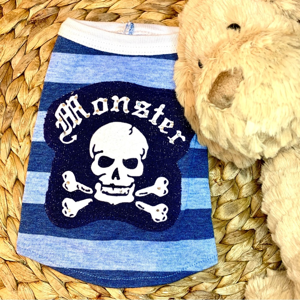 Hip Doggie dog tank skull and bones patch and sparkly embellishments XS